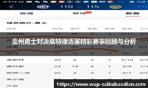 金州勇士对决底特律活塞精彩赛事回顾与分析